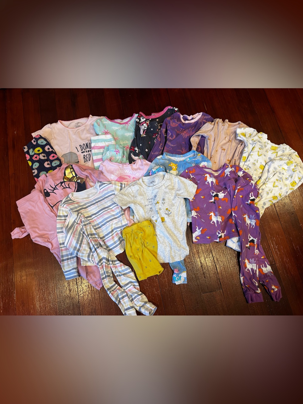 12 pairs Assorted Girls' Purple and Pink Pajama Tops - Mixed Brands